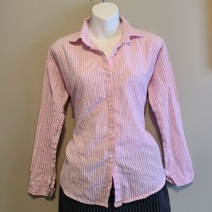 Mango Casual Pink and White Striped Shirt